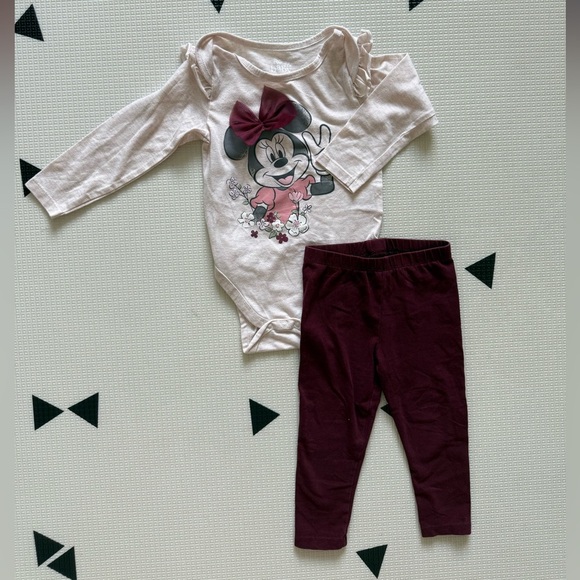 Disney Baby|Baby girl Minnie Mouse outfit,long sleeve bodysuit & leggings•18-24M - Picture 4 of 6